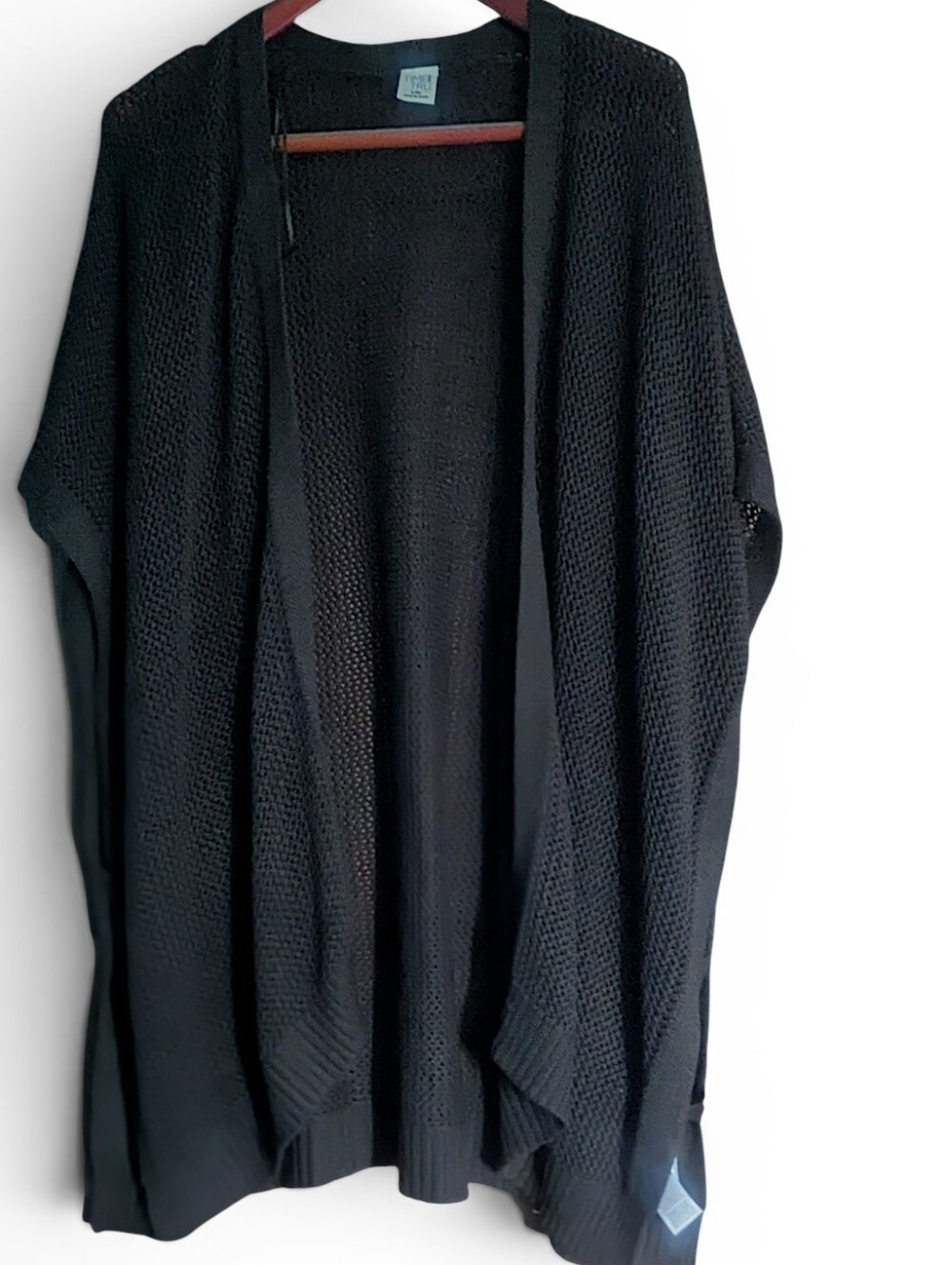 Open Front Black Knit Duster/ Cardigan Women's L/XL